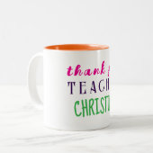 Geschenk für Lehrer, Personalisiert danke Zweifarbige Tasse (Vorderseite Links)