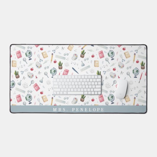 Geschenk für Lehrer | Personalisiertes Wasserfarbm Schreibtischunterlage (Tastatur & Maus)