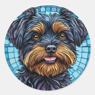 Geschenk für Liebhaber von Schwarz-Braunen Terrier Runder Aufkleber