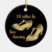 Geschenk für Line Dancer statt tanzen Gold Shoes Keramik Ornament (Vorne)