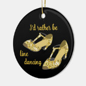 Geschenk für Line Dancer statt tanzen Gold Shoes Keramik Ornament (Links)