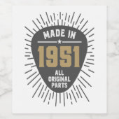 Geschenk für Made im Jahr 1951 Weinetikett (Einzelnes Label)