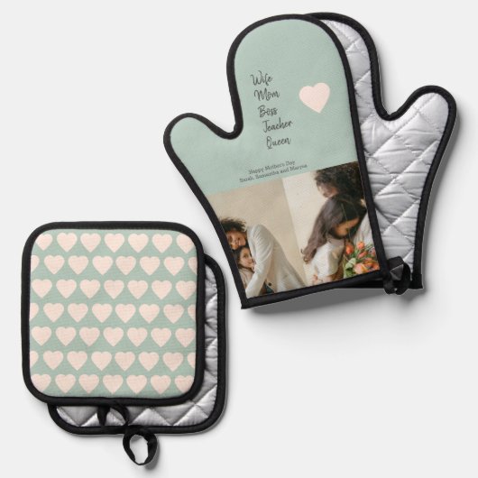 Geschenk für Mama, Chef, Lehrer oder Ehefrau - Ofenhandschuh & Topflappen-Set (Vorderseite/Rückseite)