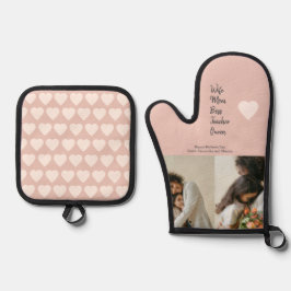 Geschenk für Mama, Chef, Lehrer oder Ehefrau - Ofenhandschuh & Topflappen-Set