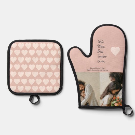 Geschenk für Mama, Chef, Lehrer oder Ehefrau - Ofenhandschuh & Topflappen-Set (Vorderseite)