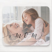 Geschenk für Mama | Mama Black Script Overlay Foto Mousepad (Vorne)