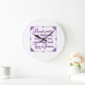 Geschenk für Mama Papa Eltern Liebeszitat Lila Flo Große Wanduhr (Zuhause)