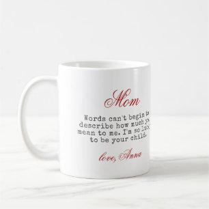 Geschenk für Mama Script Typografie Warm Message F Kaffeetasse