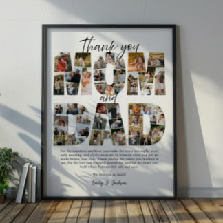 Geschenk für Mama und Papa Foto-Collage Familienbi Poster