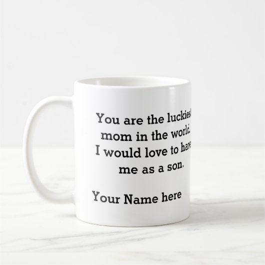 Geschenk für Mama von Sohn-Luckiest-Mama der Welt Kaffeetasse (Links)