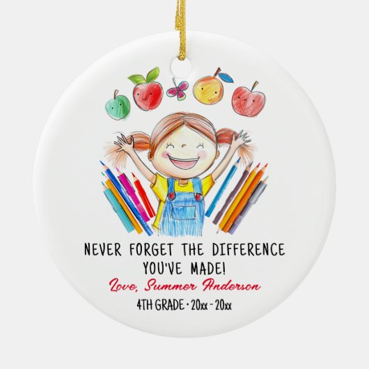 Geschenk für maßgeschneiderte Lehrer Keramik Ornament (Hinten)