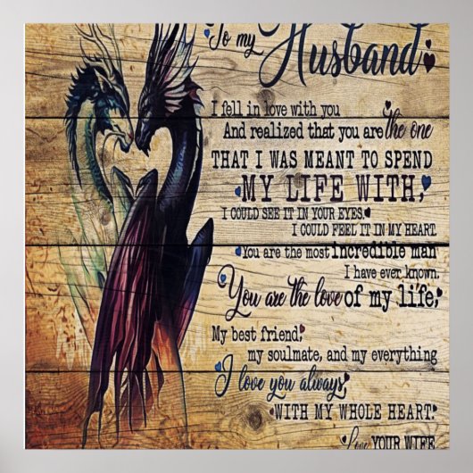 Geschenk für meinen Mann, Liebe Zitate Brief Poster (Vorne)