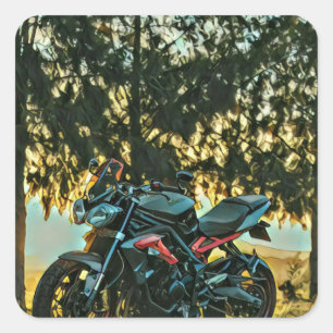 Geschenk für Motorräder Quadratischer Aufkleber