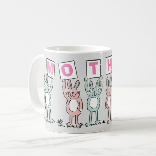 Geschenk für Mutter mit lustigen Kaninchen Kaffee Kaffeetasse (Vorderseite Links)