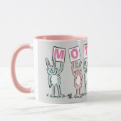 Geschenk für Mutter mit lustigen Kaninchen Tasse (Links)