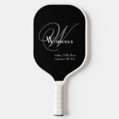 Geschenk für Mutter von Bride Monogram Chic Skript Pickleball Schläger (Rückseite)