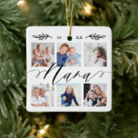 Geschenk für Nana | Entenkinder - FotoCollage Keramikornament<br><div class="desc">Send hat viel Personalized gift to your Grandma (Nana) that she'll cherish forever. Special personalized grandchildren foto Collage ornament to display your own special family fotos and memories. Für Design Feature sind 6 Bilder von der Collage grid design with "nana" designed in a beautiful handwritten black script style. Customize with...</div>