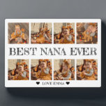 Geschenk für Nana Foto Collage Plaque mit Easel Fotoplatte<br><div class="desc">Nana Lieben bekommen personalisierte Geschenke von ihren Kindern und Enkeln, warum geben sie ihr nicht das ultimative Geschenk in diesem Jahr? Gib ihr eine Foto-Collage, die alle ihre Lieblings-Erinnerungen mit ihren Lieben zeigt! Dieses einfache und schöne Geschenk wird Nana sicher ein Lächeln ins Gesicht bringen. Außerdem ist es eine großartige...</div>