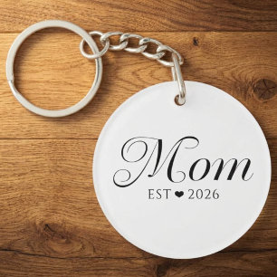 Geschenk für neue Mama in Schwarz-Weiß Schlüsselanhänger