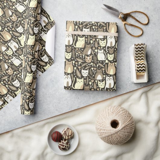 Geschenk für niedliche Katzenlederchen Geschenkpapier (Kunsthandwerk)