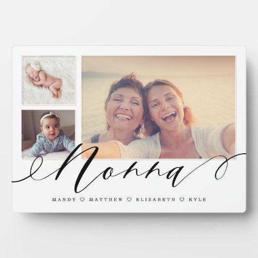 Geschenk für Nonna | Enkelkinder 3 FotoCollage Fotoplatte (Vorderseite)