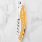 Geschenk für Opa mit orangem Vollton personalisier Kellnermesser (Vorderseite)