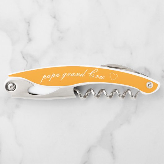 Geschenk für Opa mit orangem Vollton personalisier Kellnermesser (Vorderseite)