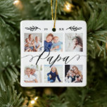 Geschenk für Papa | Entenkinder - FotoCollage Keramikornament<br><div class="desc">Schicke deinem Großvater (Papa) ein personalisiertes Geschenk, das er für immer schätzen wird. Spezielle personalisierte Enkel Foto Collage Ornament zur Anzeige Ihrer eigenen speziellen Fotos und Erinnerungen Familie. Unser Design zeichnet sich durch ein einfaches 6-Foto-Collage Grid-Design mit "Papa" aus, das in einem schönen, handgeschriebenen schwarzen Skriptstil entworfen wurde. Das Jahr...</div>