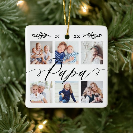 Geschenk für Papa | Entenkinder - FotoCollage Keramikornament (Baum)