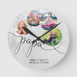 Geschenk für Papa Großkinder Foto Collage Opa Runde Wanduhr
