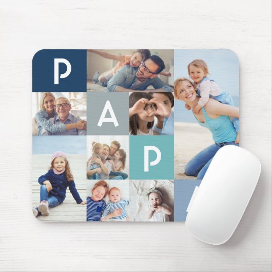 Geschenk für Papa | Papa Modern Multiple Foto Grid Mousepad (Mit Mouse)