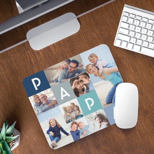 Geschenk für Papa | Papa Modern Multiple Foto Grid Mousepad