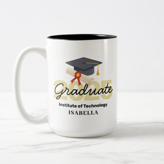 Geschenk für personalisierte Abschlüsse - Klasse 2 Zweifarbige Tasse (Links)