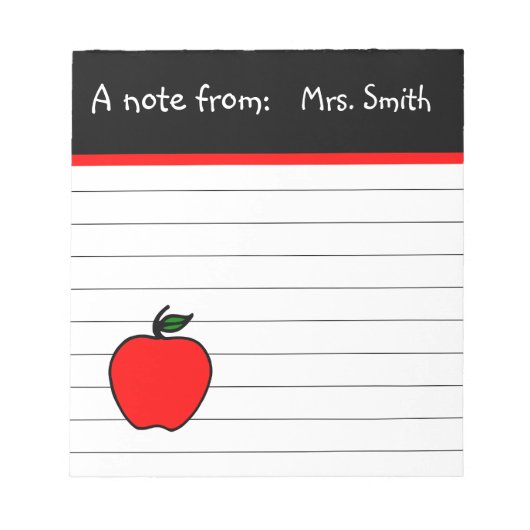 Geschenk für personalisierte Lehrer Notizblock (Vorderseite)