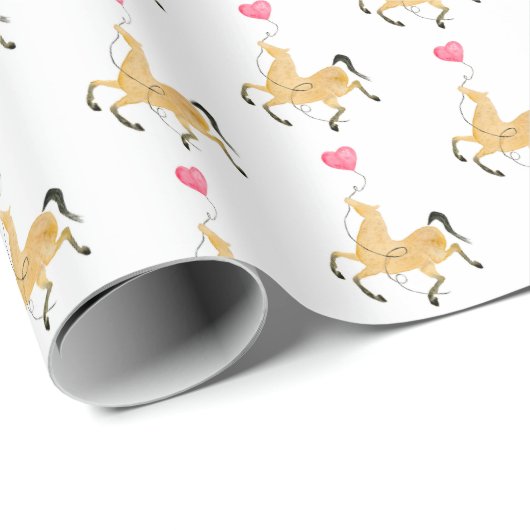 Geschenk für Pferde und Herzen Geschenkpapier (Rolleneckpunkt)