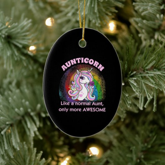 Geschenk für phantastische Tante Einhorn Keramik Ornament (Baum)