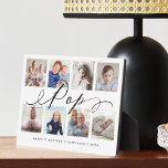 Geschenk für Pop Großkinder FotoCollage Fotoplatte<br><div class="desc">Schicke deinem Großvater (Pop) ein wunderschönes personalisiertes Geschenk, das er für immer schätzen wird. Spezielle personalisierte Enkelkinder Foto Collage Plakette, um Ihre eigenen speziellen Fotos und Erinnerungen zu zeigen. Unser Design zeichnet sich durch ein einfaches 8-Foto-Collage Grid-Design mit "Pop" aus, das in einem schönen, handgeschriebenen schwarzen Skriptstil entworfen wurde. Jedes...</div>