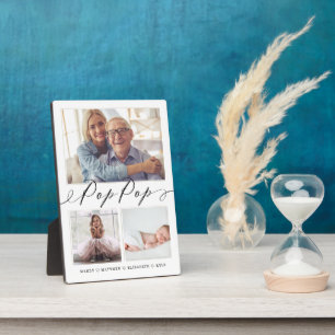 Geschenk für Pop Pop Enkelkinder 3 FotoCollage Fotoplatte
