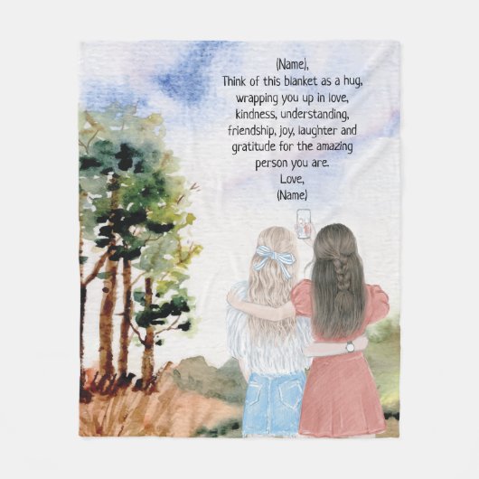 Geschenk für Schwester oder Freunde Wasserfarbenwe Fleecedecke (Vorderseite)