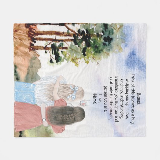 Geschenk für Schwester oder Freunde Wasserfarbenwe Fleecedecke (Vorderseite (Horizontal))