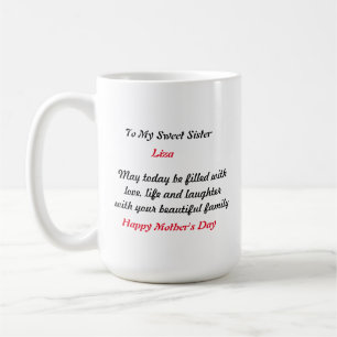 Geschenk für Schwester - Personalisiertes Mutterta Kaffeetasse