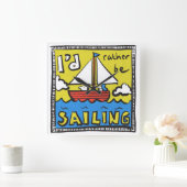 Geschenk für Segler oder Segler Quadratische Wanduhr (Zuhause)