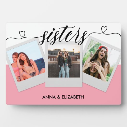 Geschenk für Sister Custom Foto Collage Pink Niedl Fotoplatte (Vorderseite)
