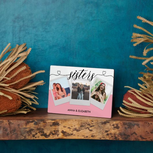 Geschenk für Sister Custom Foto Collage Pink Niedl Fotoplatte (Seite)