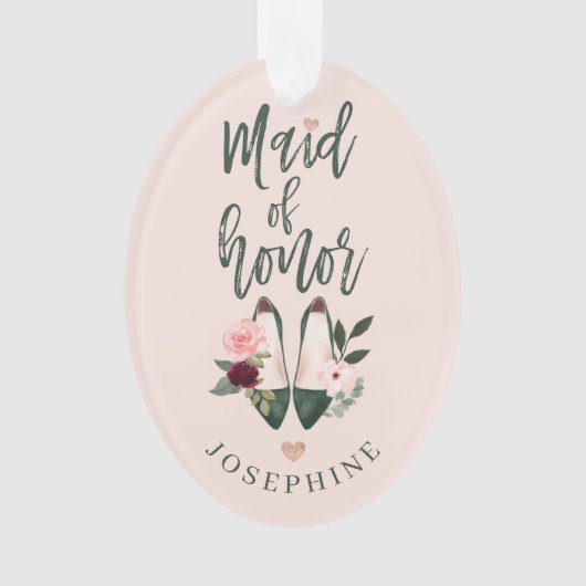 Geschenk für Trauzeugin | Name & Meldung High Heel Ornament (Vorderseite)