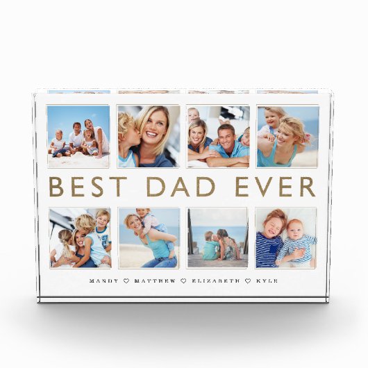 Geschenk für Vater | Bester Vater je FotoCollage Fotoblock (Vorderseite)