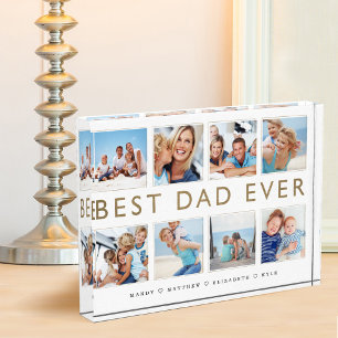 Geschenk für Vater | Bester Vater je FotoCollage Fotoblock