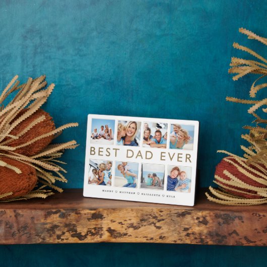 Geschenk für Vater | Bester Vater je FotoCollage Fotoplatte (Seite)