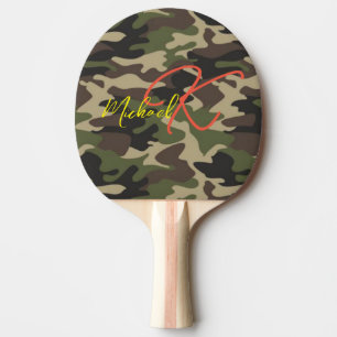 Geschenk für Vater, Coole Mit Monogramm Camouflage Tischtennis Schläger