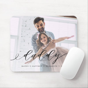 Geschenk für Vater  Daddy Black Script Overlay Fot Mousepad